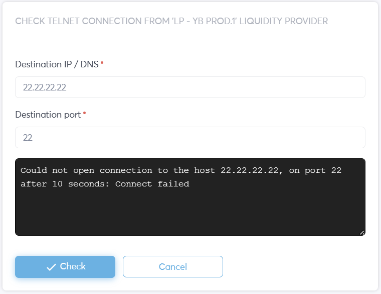 Ability to Scheck telnet connection  from Cloud Components